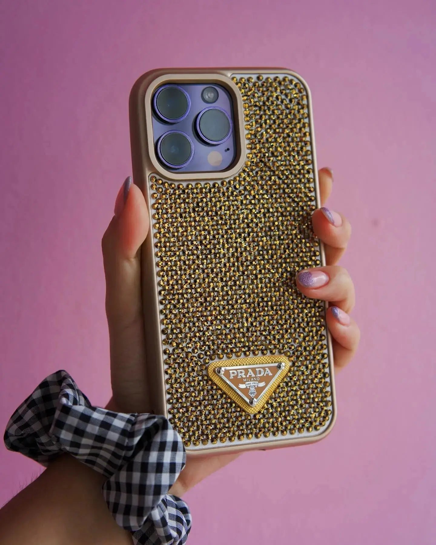 Gold Diamond Prada iPhone 17 Pro Max Case