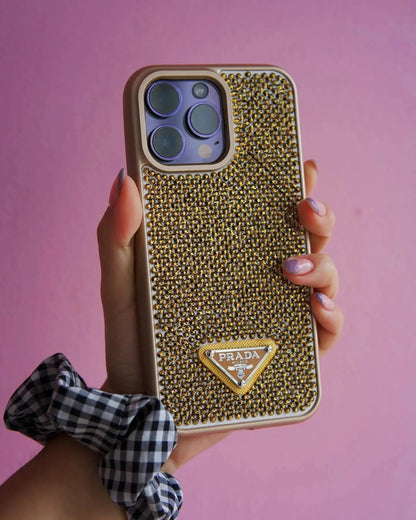Gold Diamond Prada iPhone 17 Pro Max Case