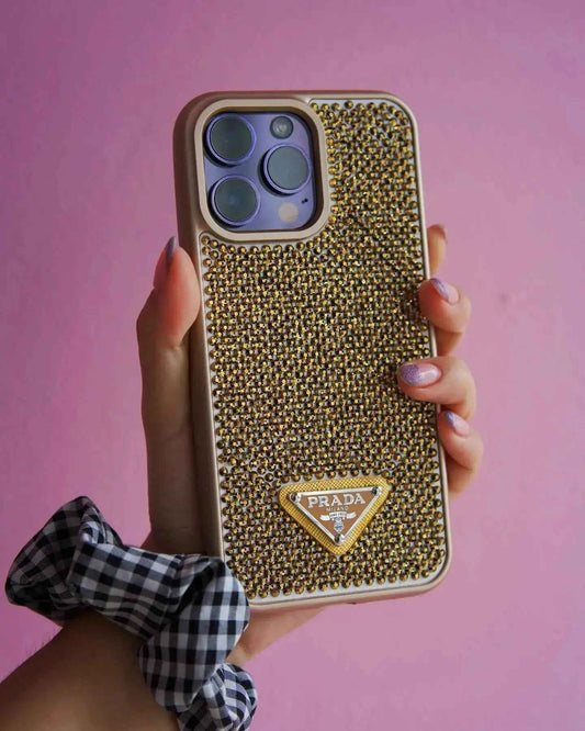 Gold Diamond Prada iPhone 17 Pro Max Case