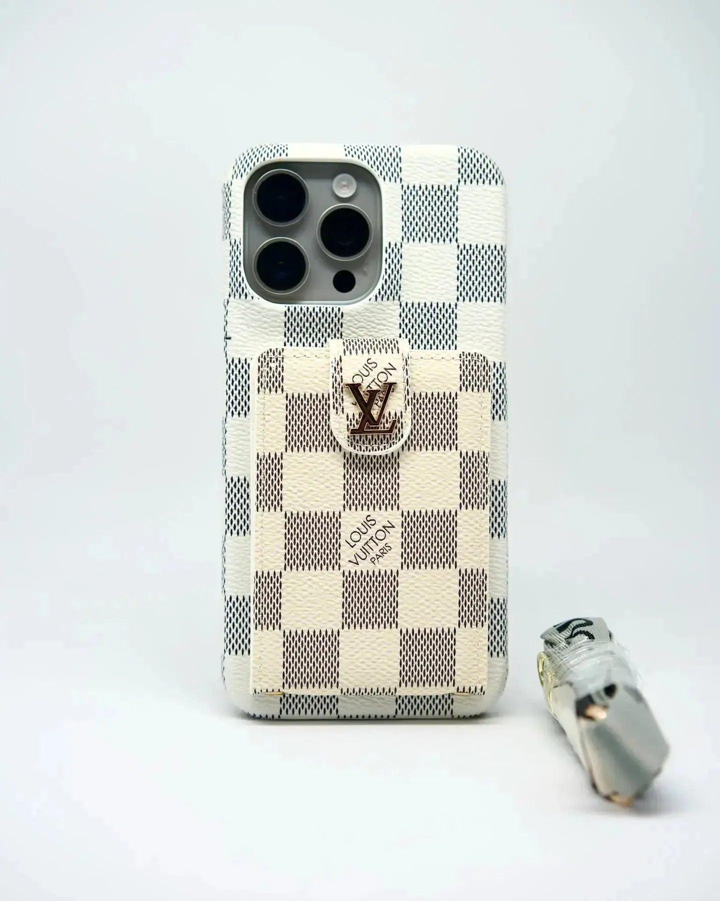 White Louis Vuitton iPhone 17 Pro Max Case Cardholder
