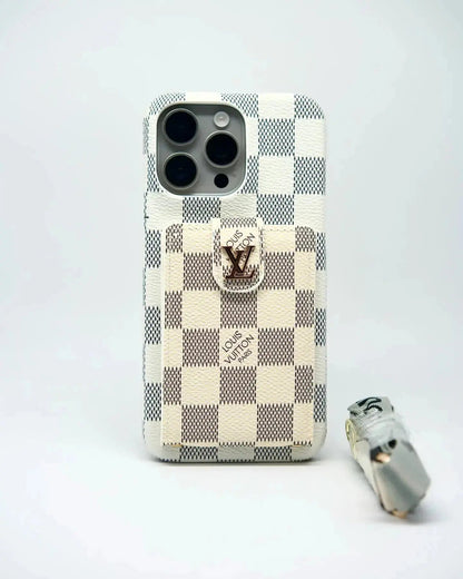 White Louis Vuitton iPhone 17 Pro Max Case Cardholder