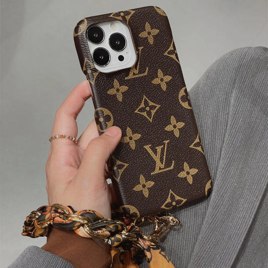 LUXURY CANVAS APPLE IPHONE CASE DETACHABLE SILK SCARF WRISTBAND - Elitesmark