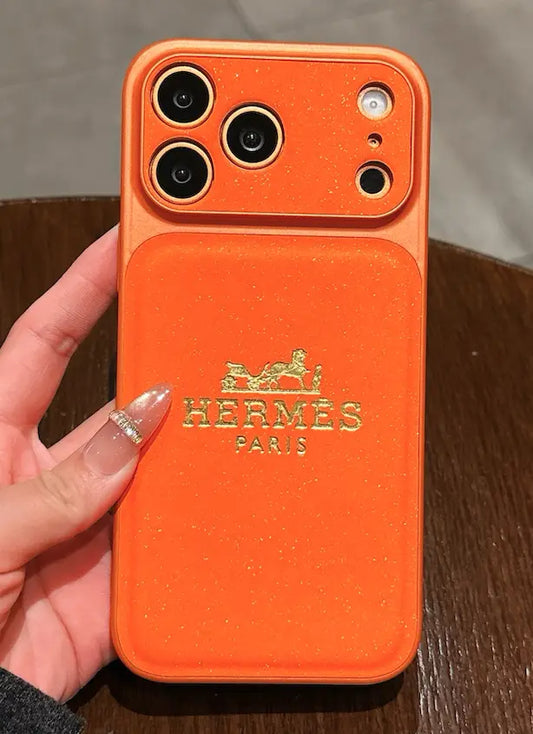 Hermes luxury leather iPhone case - Aesthetic Leather for iPhone 14-17 - Elitesmark
