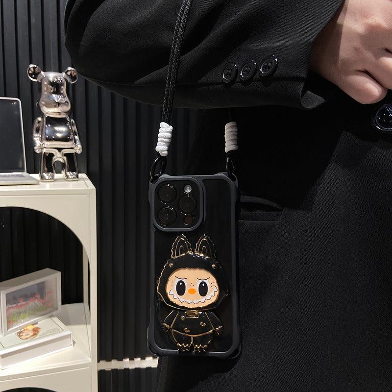 Hard Shell Labubu Mirror Kickstand iPhone Case – Rotatable Mirror | Shockproof Design