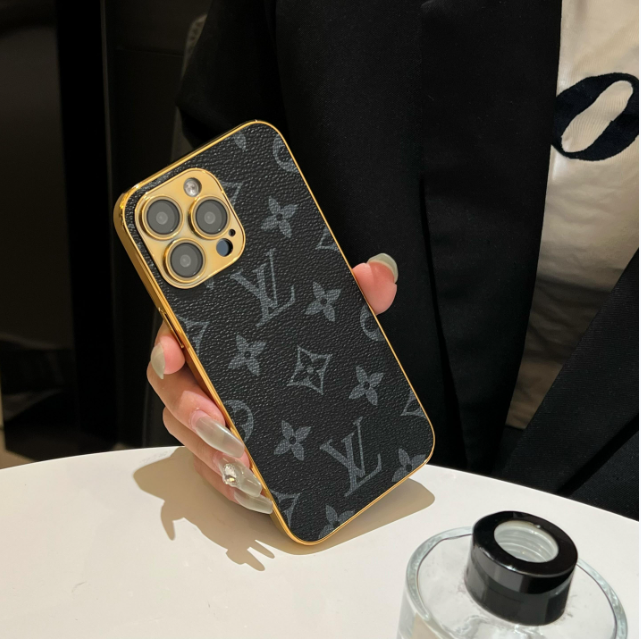 Lou Classic Monogram iPhone Case With Electroplated Gold Edges