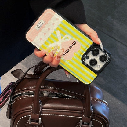 Miu Green & Pink Leather iPhone Case