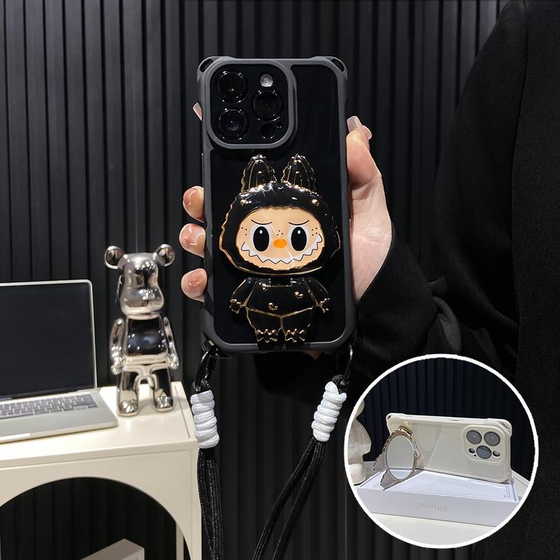 Hard Shell Labubu Mirror Kickstand iPhone Case – Rotatable Mirror | Shockproof Design