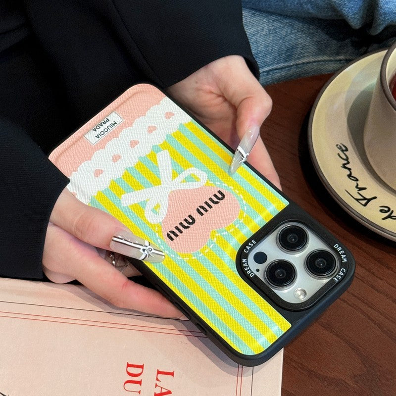 Miu Green & Pink Leather iPhone Case