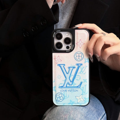 Lou Blue Leather iPhone Case