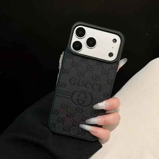 Gucci-Inspired GG Monogram Phone Case – Premium Leather Texture Slim Fit Bumper Case