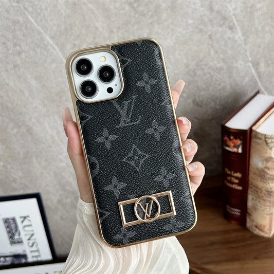 MONOGRAM CANVAS LEATHER PREMIUM ELECTROPLATING FOR IPHONE - Elitesmark