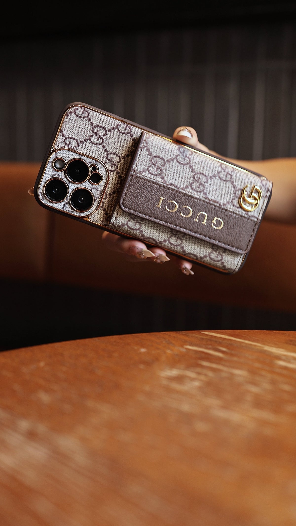 Luxury Stylish iPhone Case with Card Holder & Strap
