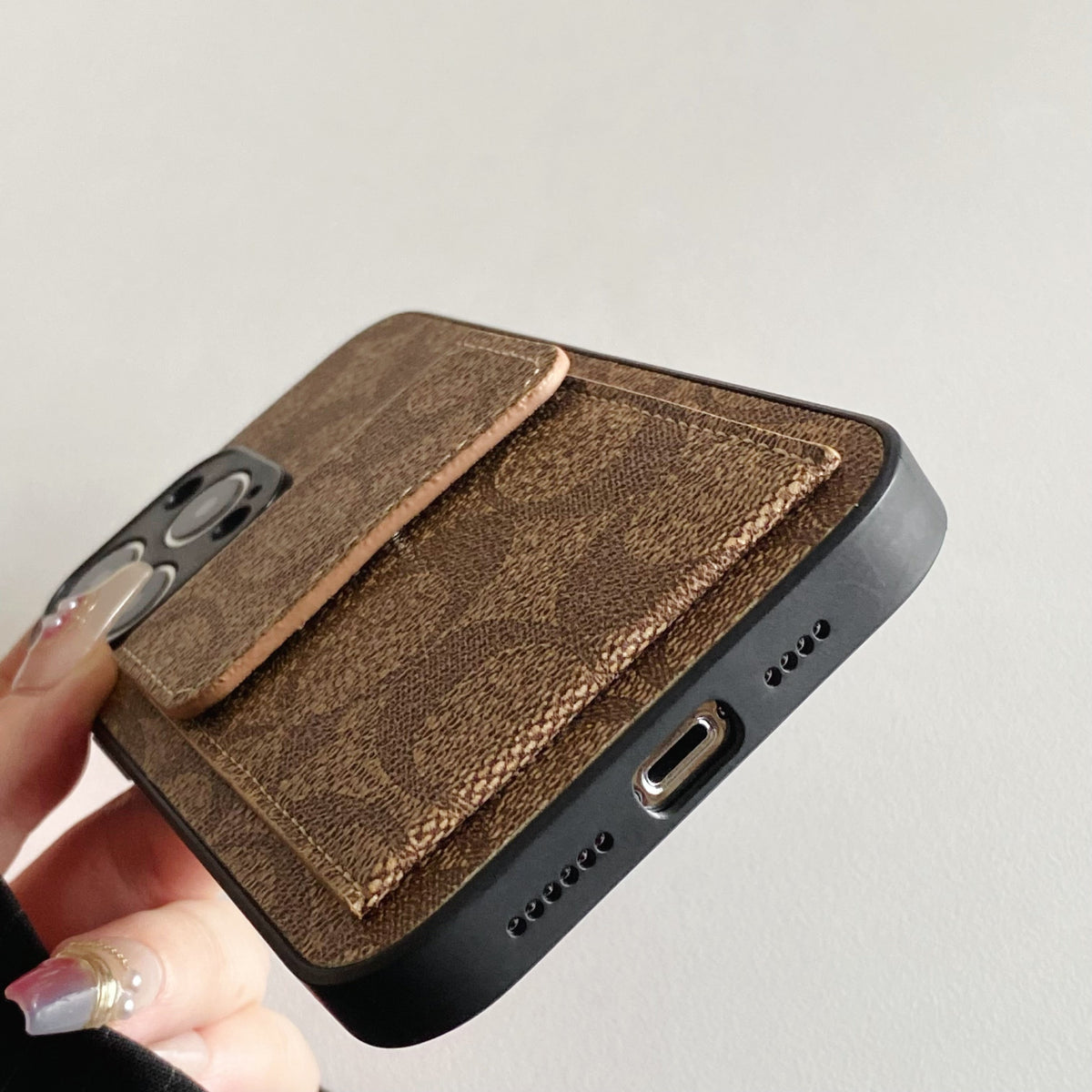 Coach iPhone Case With Wallet Light Brown-HP240513