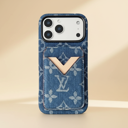 Brown Camel Louis Vuitton iPhone 17 Pro Max Case – Top View | camel LV monogram cardholder, luxury designer cover | Elitesmark