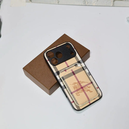 Burberry Luxury Card Holder Phone Case For iPhone 12-17 Elitesmark