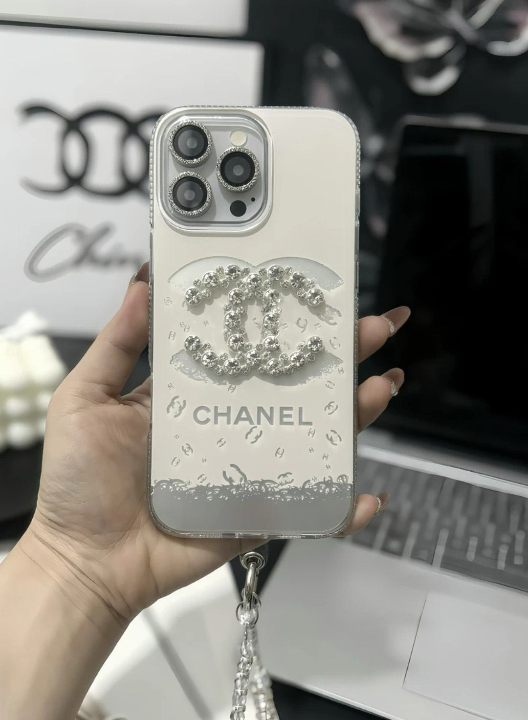 C.C Luxury Crystal iPhone Case With Bracelet Strap