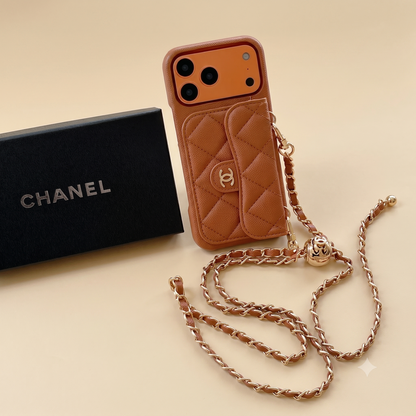 Chanel iPhone Case 17 Pro Max Quilted Leather Crossbody Wallet iPhone Case iPhone Series