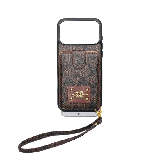 Coach Monogram Card Holder iPhone Case with Strap - Elitesmark