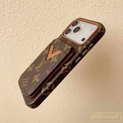 Feature Shot – Protective Structure Detail | White Monogram Multicolors Louis Vuitton iPhone 17 Pro Max Case with Cardholder – Classic Canvas Luxury | luxury iPhone case, designer phone case, LV monogram, Louis Vuitton inspired | Elitesmark