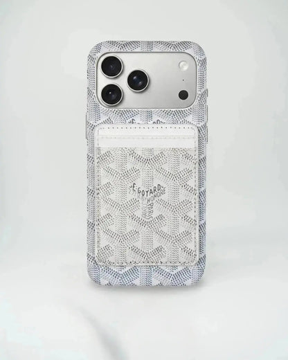 Pink Goyard iPhone 17 Pro Max MagSafe Case with Cardholder, Goyard Pattern