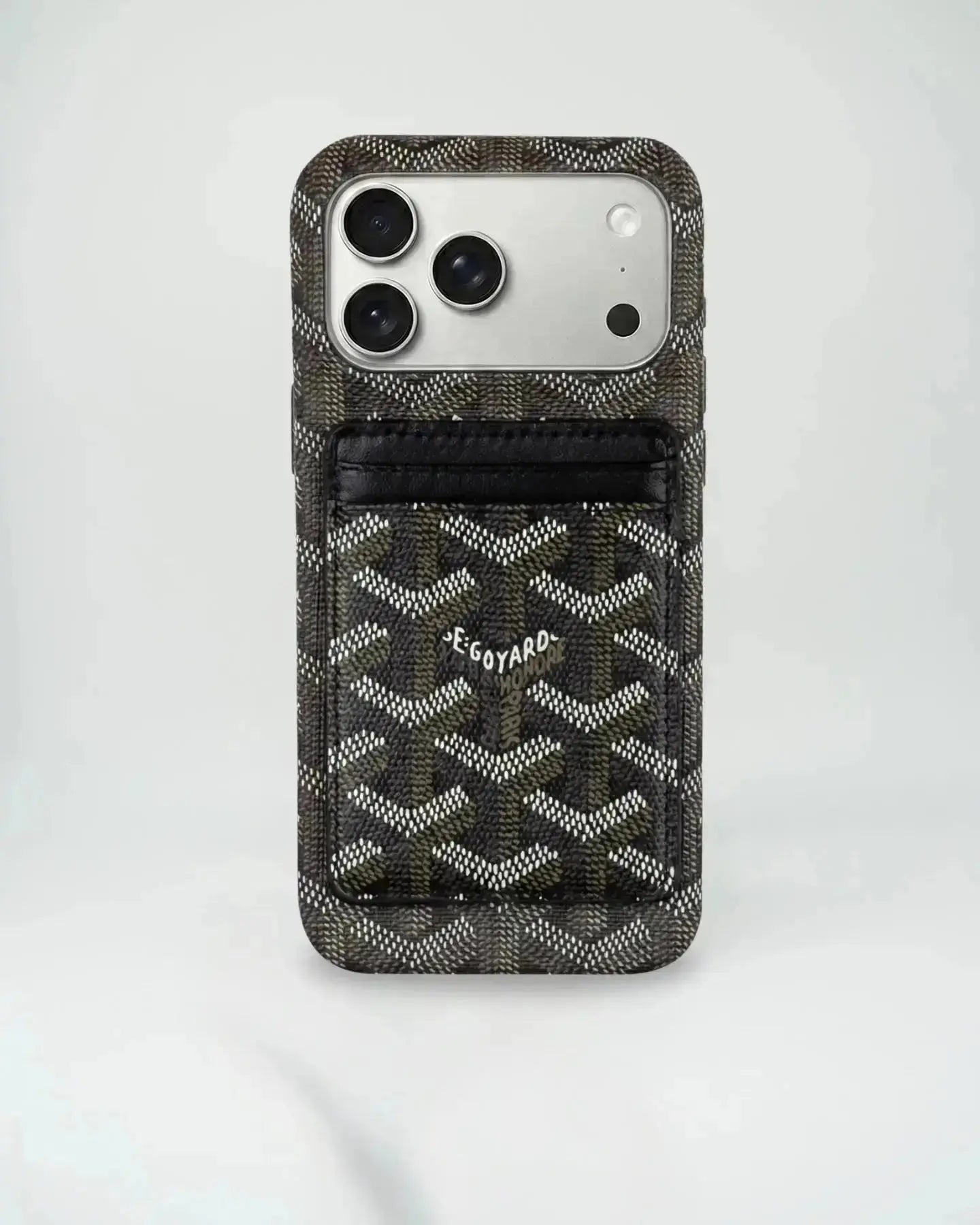 Pink Goyard iPhone 17 Pro Max MagSafe Case with Cardholder, Goyard Pattern