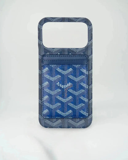 Pink Goyard iPhone 17 Pro Max MagSafe Case with Cardholder, Goyard Pattern