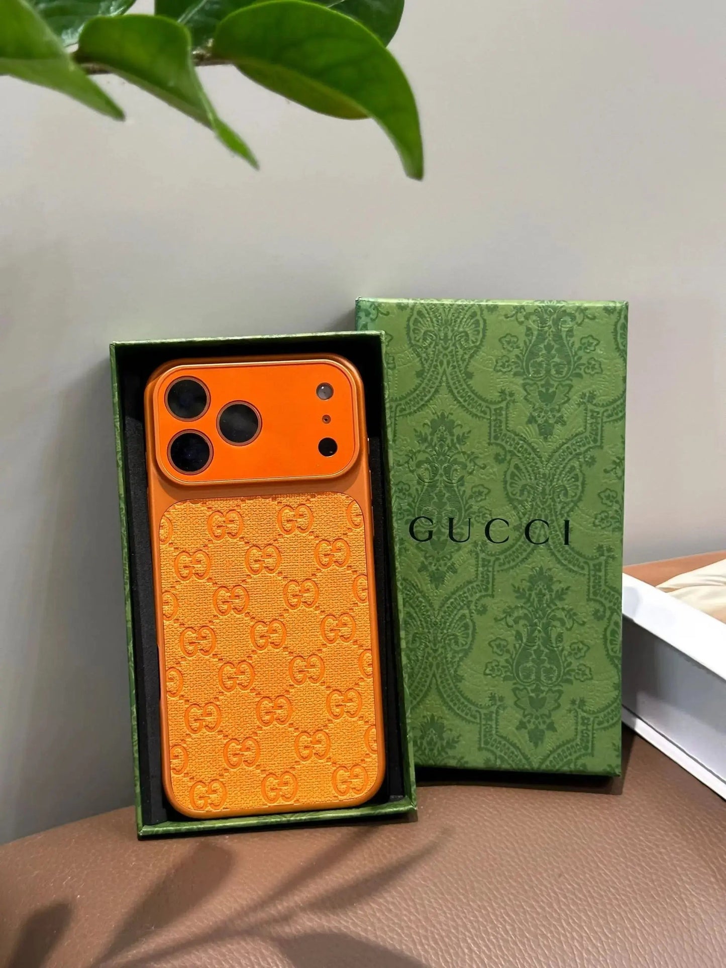 Orange Gucci iPhone 17 Pro Max Case – Luxury GG Monogram Case