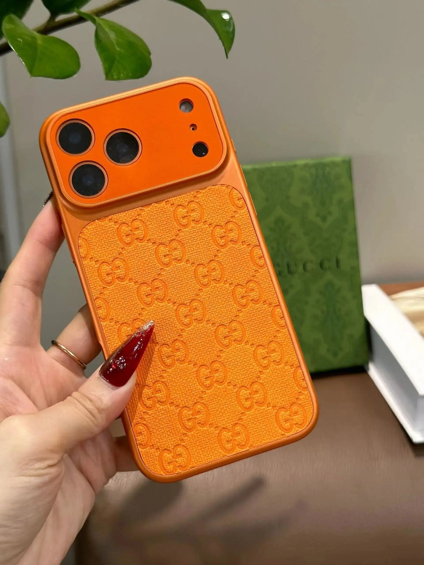 Orange Gucci iPhone 17 Pro Max Case – Luxury GG Monogram Case