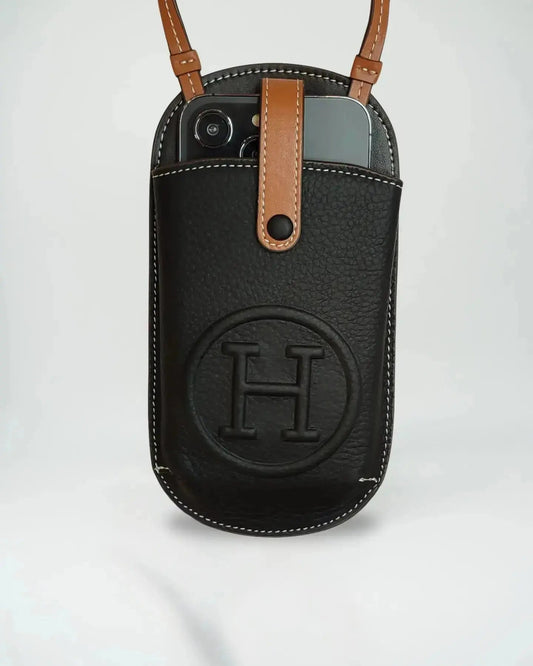 Le Pouch Black Hermès iPhone 17 Pro Max Case Crossbody Strap Bag