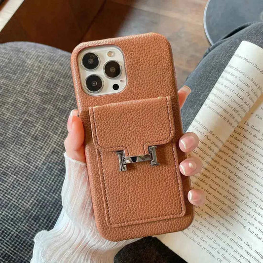 Le Tan Hermès iPhone 16 Pro Max Case with Cardholder