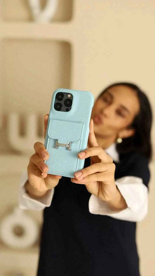 Le Bleu Hermès iPhone 16 Pro Max Case with Cardholder