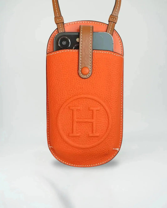 Le Pouch Orange Hermès iPhone 17 Pro Max Case Crossbody Strap