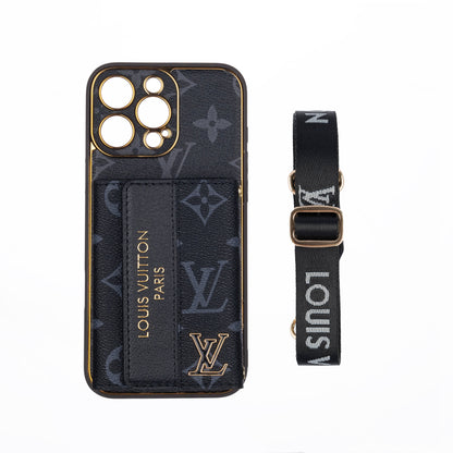 Luxury Stylish iPhone Case with Card Holder & Strap