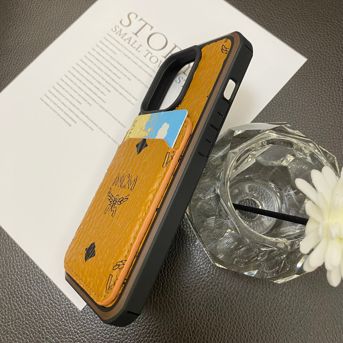 MCM iPhone Case With Card Holder Yellow-MCK240603