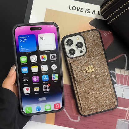 Coach iPhone Case With Card Holder Wallet Light Brown -SZK240425