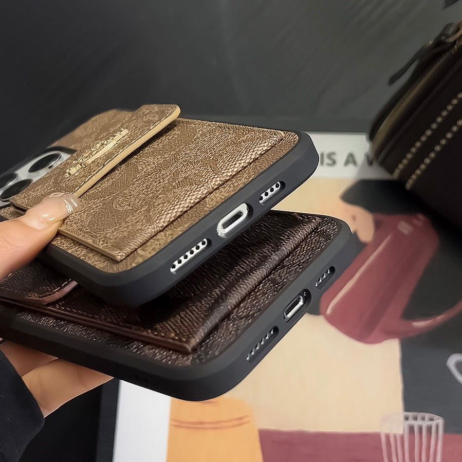 Coach iPhone Case With Card Holder Wallet Light Brown -SZK240425