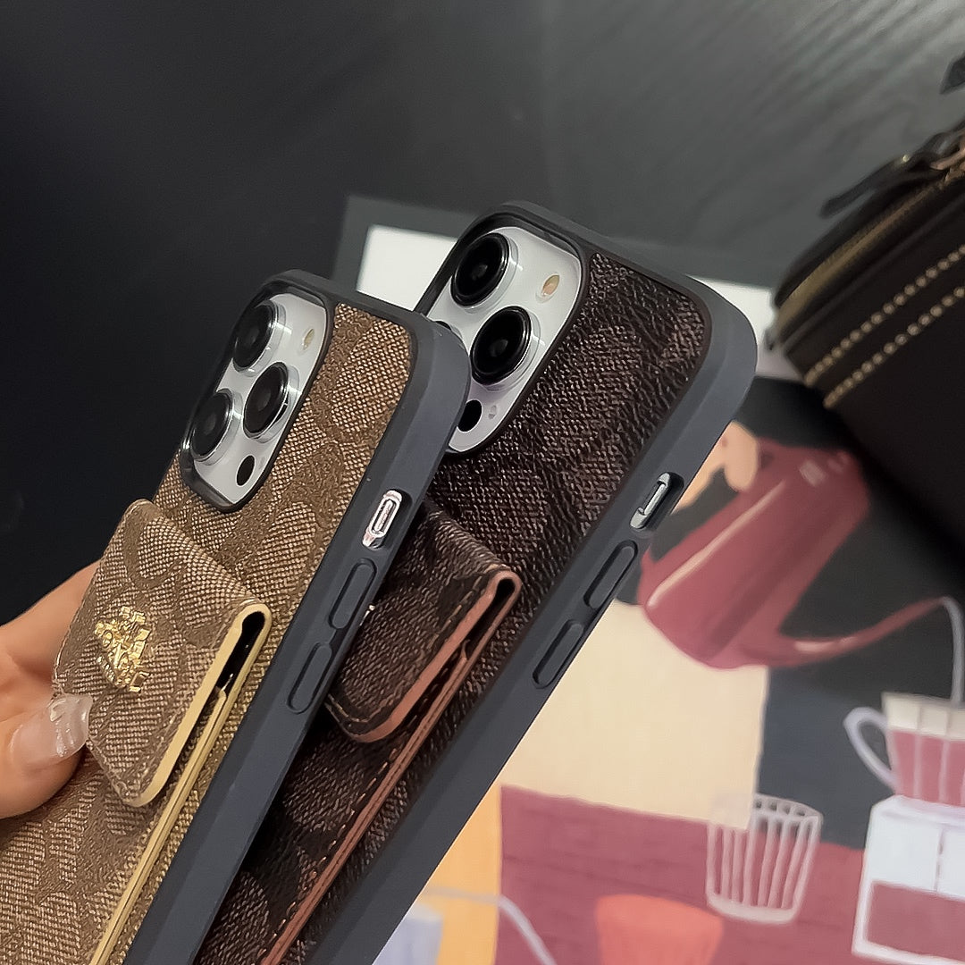 Coach iPhone Case With Card Holder Wallet Light Brown -SZK240425