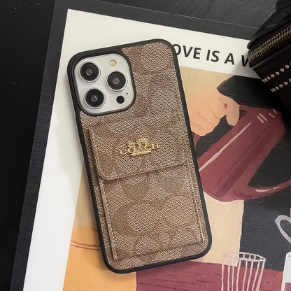 Coach iPhone Case With Card Holder Wallet Light Brown -SZK240425