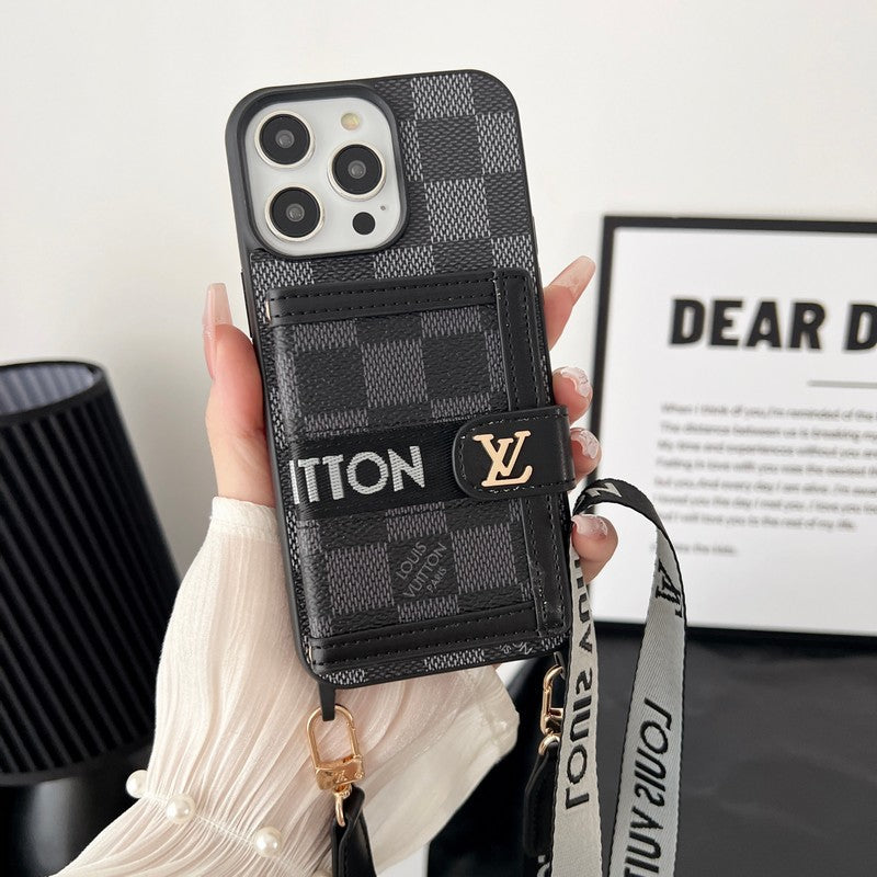 Lou Card Bag Chain Black & White iPhone Case