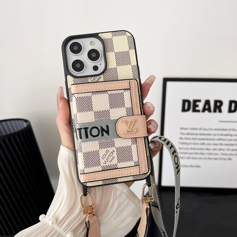 Lou Card Bag Chain Black & White iPhone Case