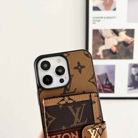 Lou Card Bag Chain Classic Brown iPhone Case