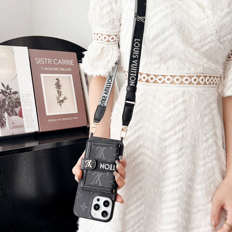 Lou Card Bag Chain Black & White iPhone Case