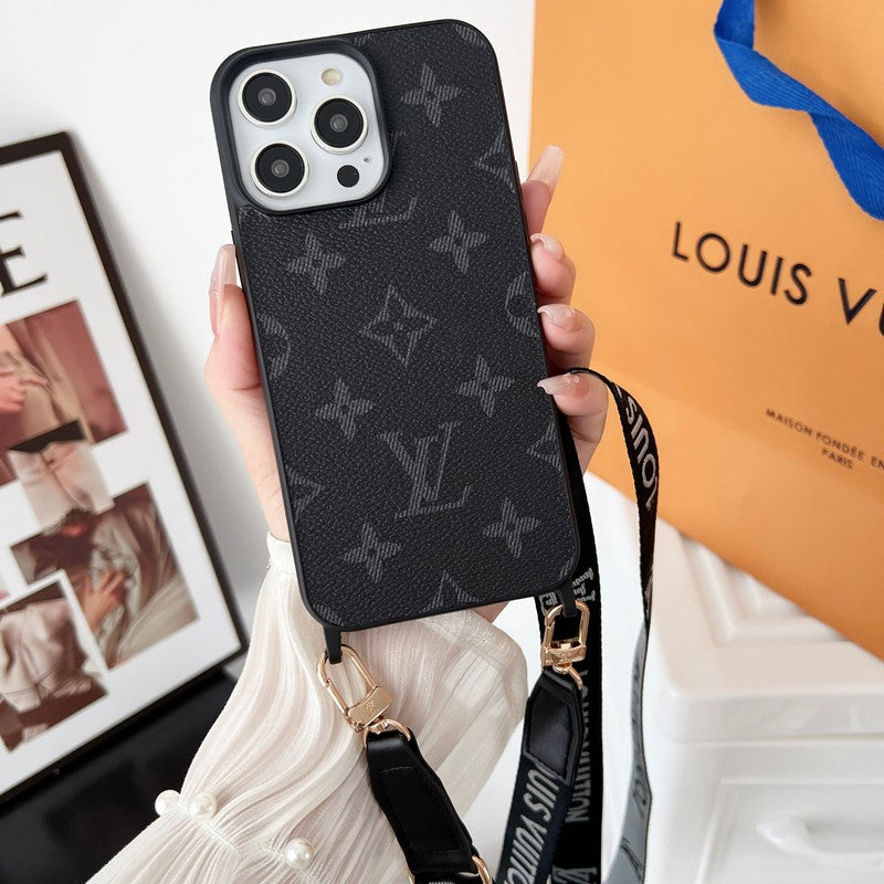 Lou Black & White Crossbody iPhone Case
