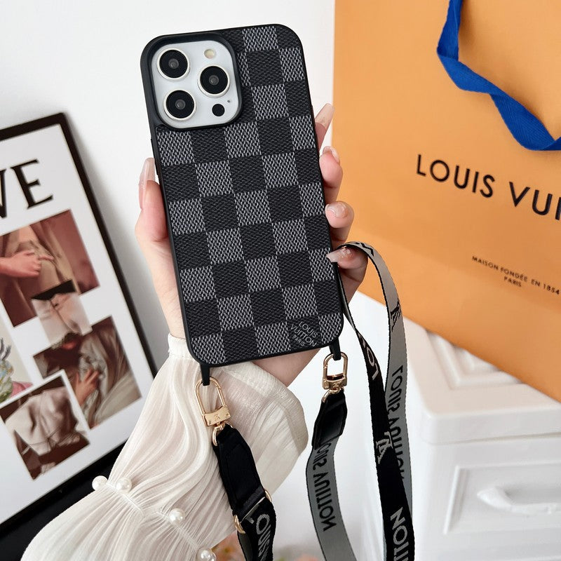 Lou Black & White Crossbody iPhone Case