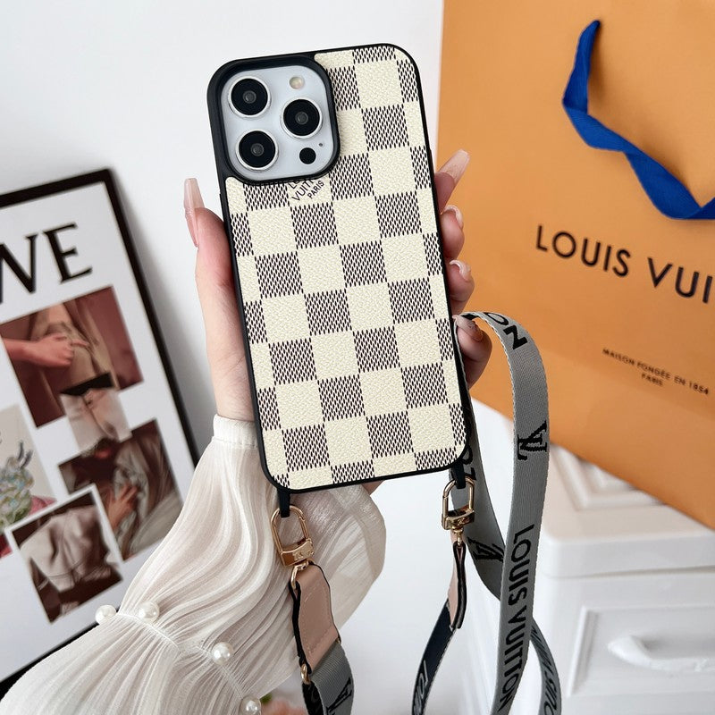 Lou Black & White Crossbody iPhone Case