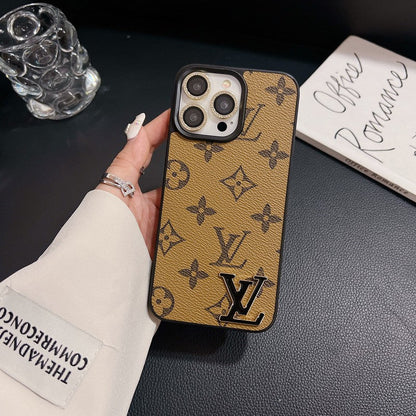Lou Black Logo Leather iPhone Case