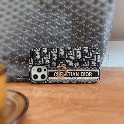 CD Black & Grey Fabric Card Bag iPhone Case