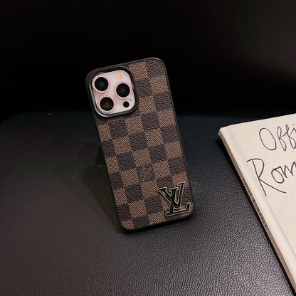 Lou Black Logo Leather iPhone Case