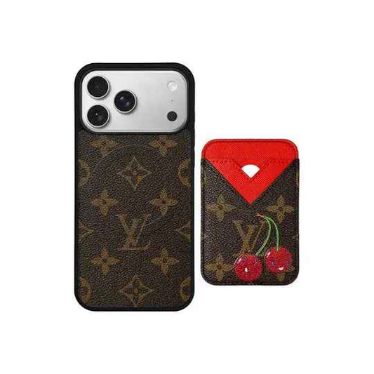 Louis Vuitton Set Cardholder with Case - Orange LV Monogram iPhone 12-17 Series