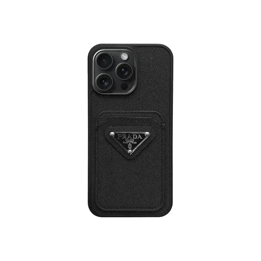 Luxury Saffiano Leather Case with Card Pocket for iPhone 12-17 Series - Elitesmark